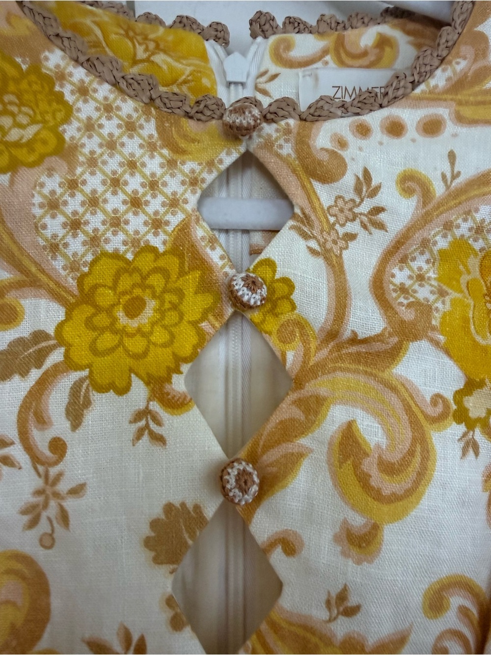 Zimmerman Postcard Mini Dress in Swirl Floral Yellow Sz 0 - Picture 4 of 14